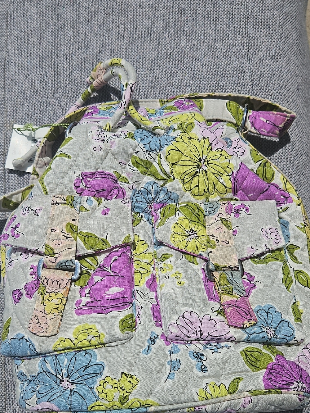 Vera Bradley Floral Quilted Purse in Purple, Blue, Lime Green